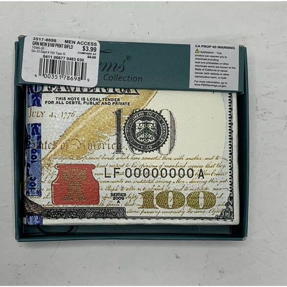 NWT TEMS Collection $100 Print Bill Fold Wallet - Picture 6 of 9